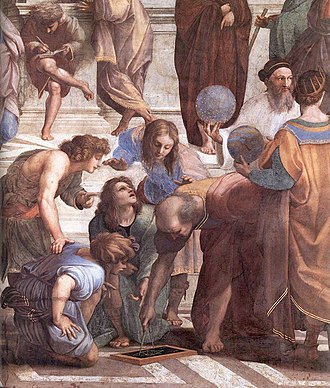 λεπτομέρεια από τον πίνακα του Ραφαήλ "Η Σχολή των Αθηνών", 1509)